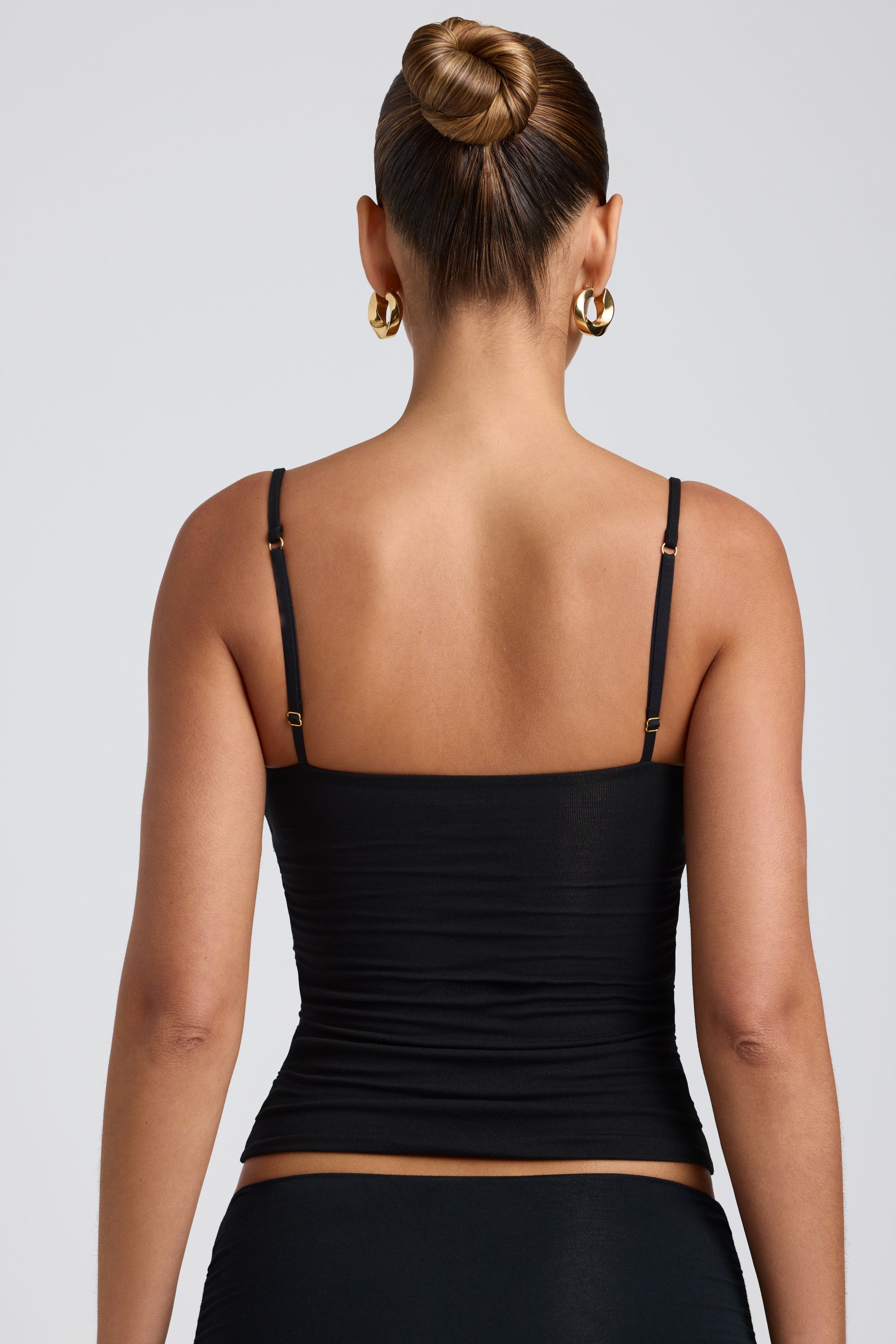 Elegant Black Modal Crinkled Layered Tank Top