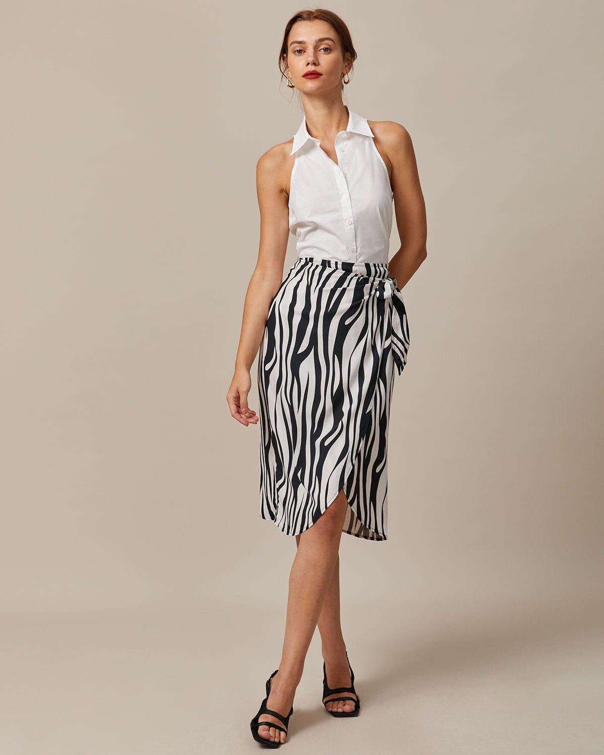 Chic White Sleeveless Shirt with Collar Sewing