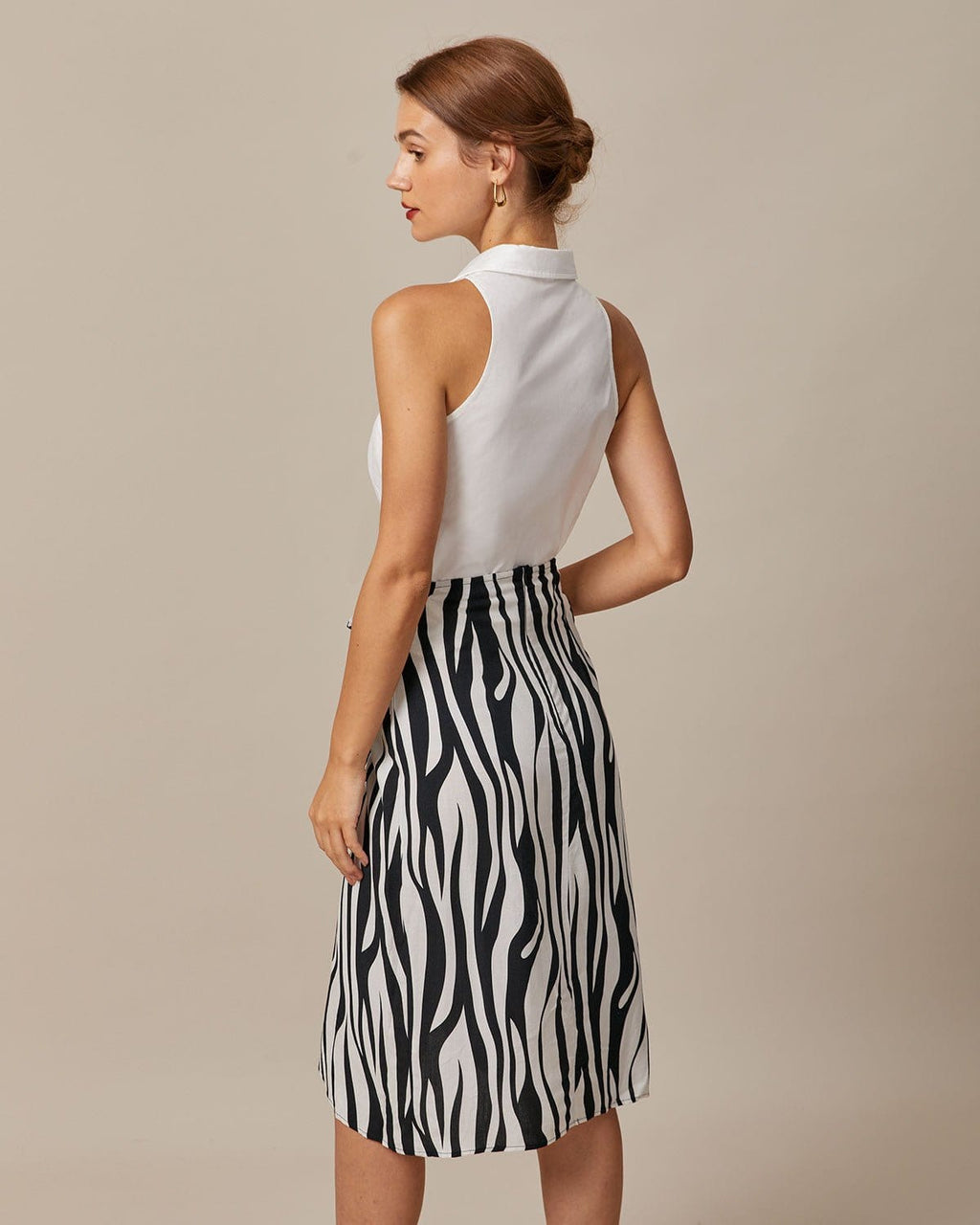 Chic White Sleeveless Shirt with Collar Sewing